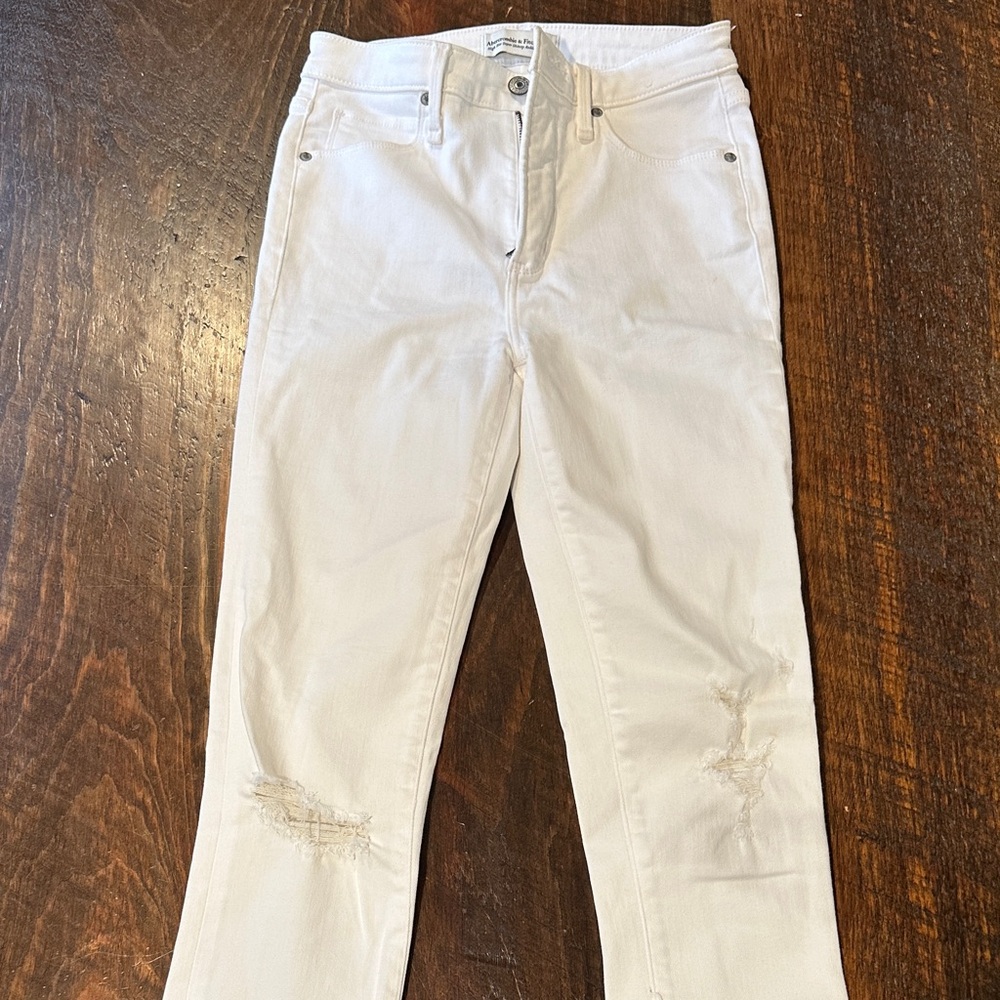 Abercrombie & Fitch White Straight Leg Jeans